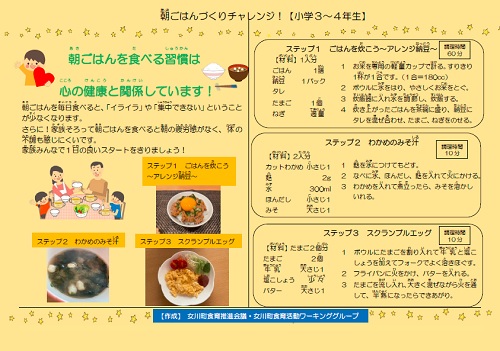 朝ごはんづくり検定：すくすく期　小学3～4年生